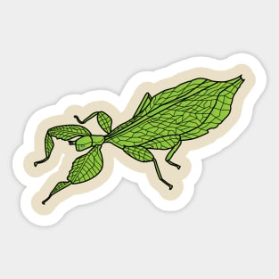 Cute green leaf insect cartoon illustration Sticker